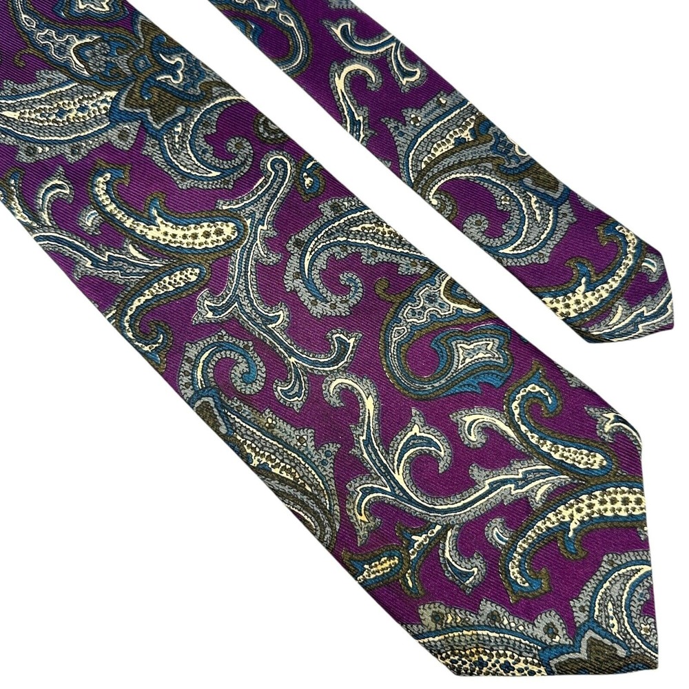 Robert Talbott Men's Purple Paisley Silk Tie‎ Hand Sewn Made in USA Formal 60"